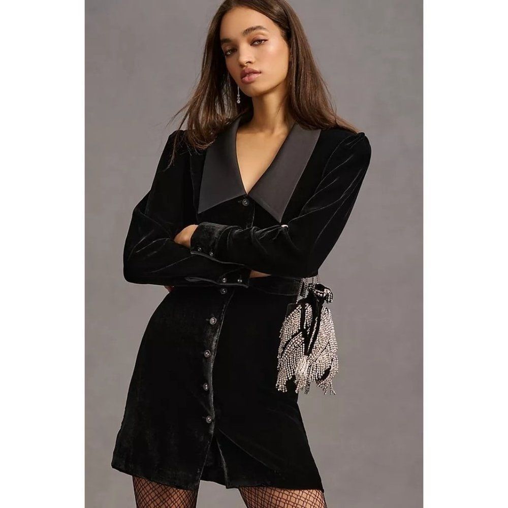 Favorite Daughter The Dynasty Long Sleeve Velvet Shirtdress - Picture 4 of 11